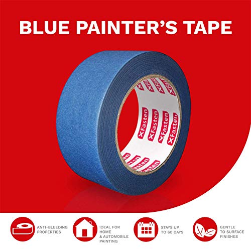 XFasten Professional Blue Painters Tape, Edge Lock, 2 by 60 Yards...