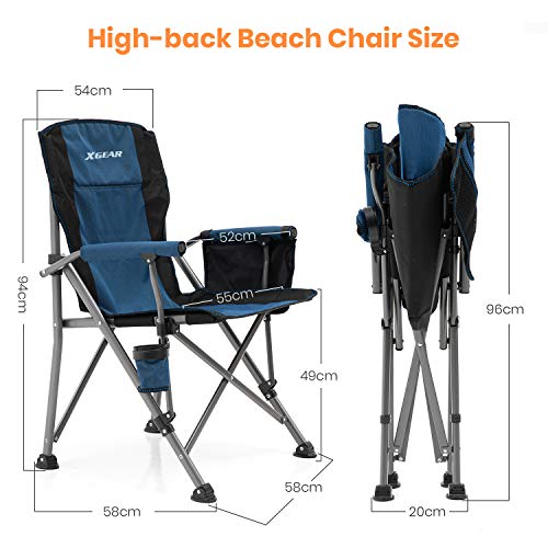 Camping Chair Hard Arm High Back Lawn Chair Heavy Duty with Cup Ho...