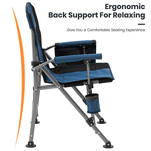 Camping Chair Hard Arm High Back Lawn Chair Heavy Duty with Cup Ho...