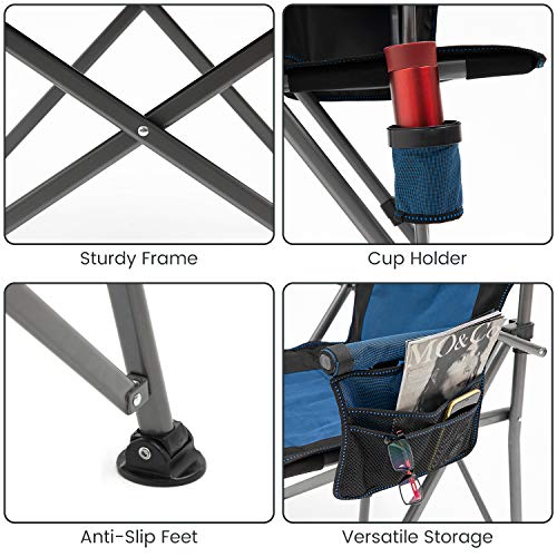 Camping Chair Hard Arm High Back Lawn Chair Heavy Duty with Cup Ho...