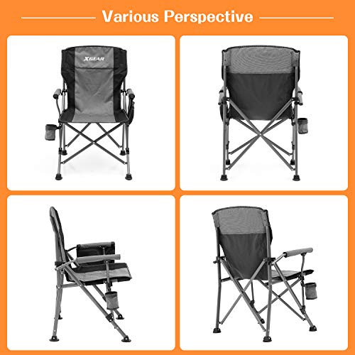XGEAR Portable Folding Camping Chair High Back Cup Holder Hard Arm...