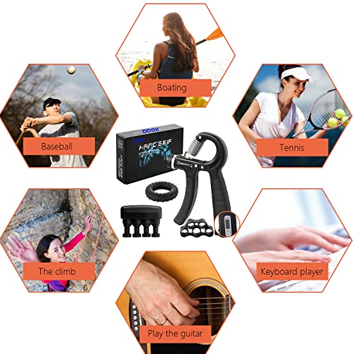 Hand Grip Strength Trainer 5 Pack Hand Grip Strengthener Forearm W...