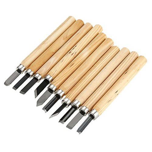 XHTOOL 10pcs Wood Handle Wood Carving Tools Mini Chisels Kit Handy...