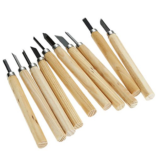 XHTOOL 10pcs Wood Handle Wood Carving Tools Mini Chisels Kit Handy...