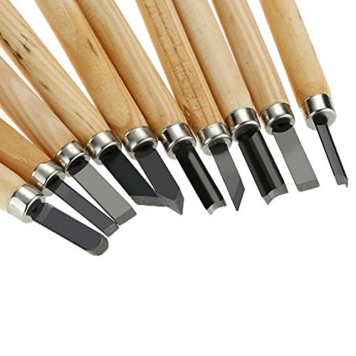 XHTOOL 10pcs Wood Handle Wood Carving Tools Mini Chisels Kit Handy...