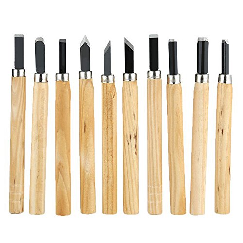 XHTOOL 10pcs Wood Handle Wood Carving Tools Mini Chisels Kit Handy...