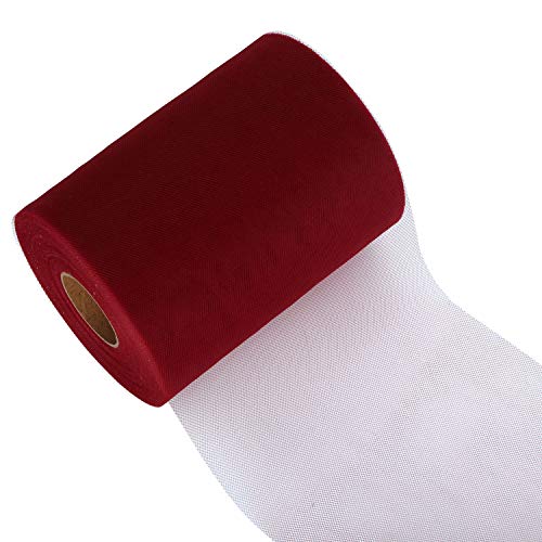 Wine Tulle Roll Spool 6 Inch x 100 Yards for Tulle Decoration