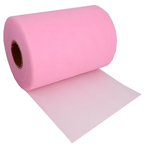 XiangGuanQianYing Pink Tulle Roll Spool 6 Inch x 100 Yards for Tul...
