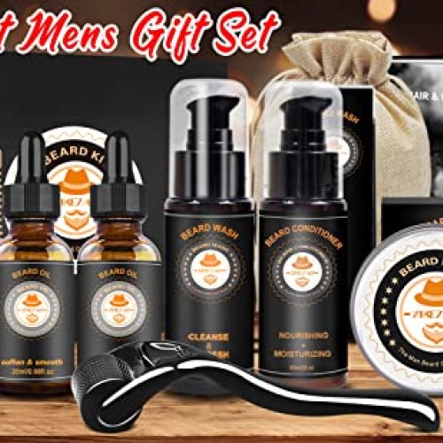 Upgraded Beard Grooming Kit w/Beard Conditioner,Beard Oil,Beard Ba...