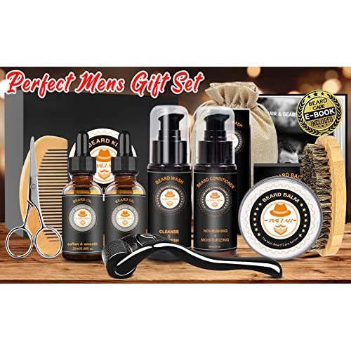 Upgraded Beard Grooming Kit w/Beard Conditioner,Beard Oil,Beard Ba...