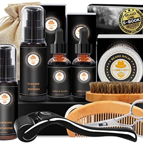 Upgraded Beard Grooming Kit w/Beard Conditioner,Beard Oil,Beard Ba...