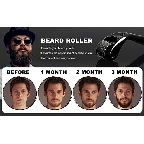 XIKEZAN Beard Growth Kit,w/Beard Roller,Beard Growth Oil,Beard Con...