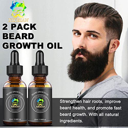 XIKEZAN Beard Growth Kit,w/Beard Roller,Beard Growth Oil,Beard Con...