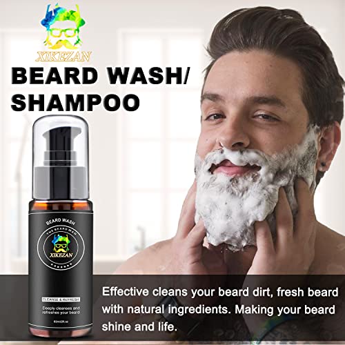XIKEZAN Beard Growth Kit,w/Beard Roller,Beard Growth Oil,Beard Con...