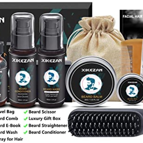 XIKEZAN Beard Straightener Kit,Beard Growth Grooming Kit w/Beard S...