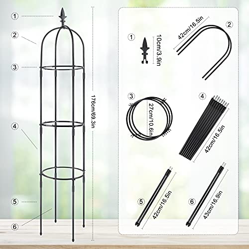 Garden Obelisk Trellis for Climbing Plants, Rustproof Plastic Coat...