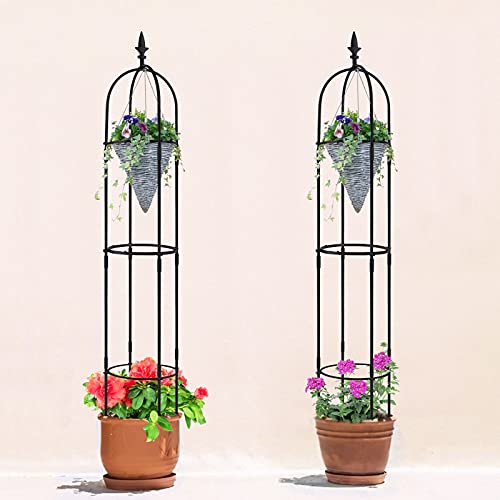 Garden Obelisk Trellis for Climbing Plants, Rustproof Plastic Coat...