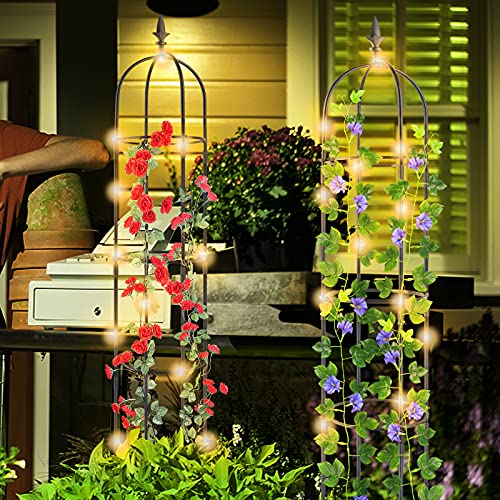 Garden Obelisk Trellis for Climbing Plants, Rustproof Plastic Coat...