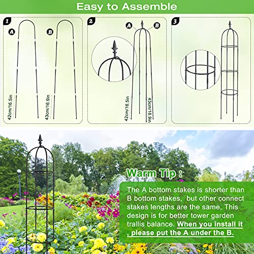 Garden Obelisk Trellis for Climbing Plants, Rustproof Plastic Coat...