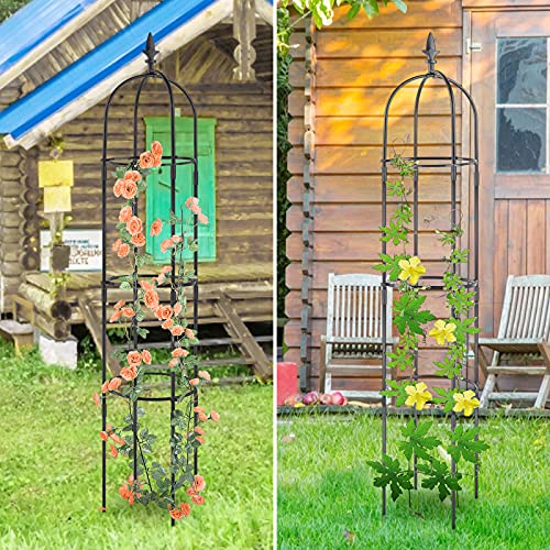 Garden Obelisk Trellis for Climbing Plants, Rustproof Plastic Coat...