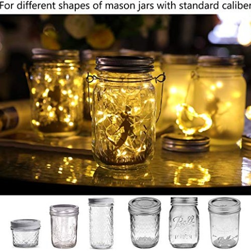 Solar Mason Jar Lights - Solar String Mason Lid Fairy Star Firefly...