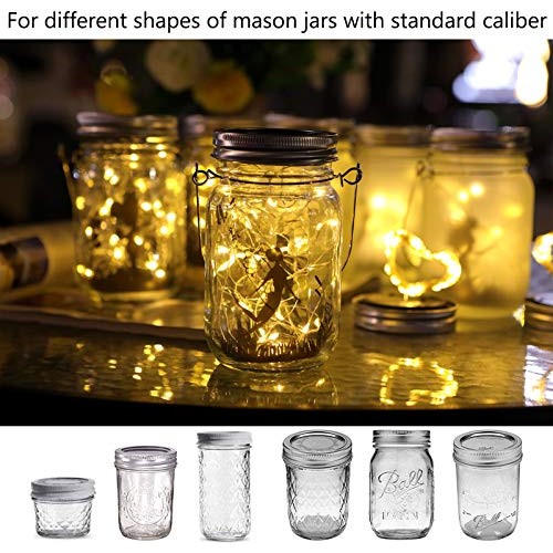 Solar Mason Jar Lights - Solar String Mason Lid Fairy Star Firefly...