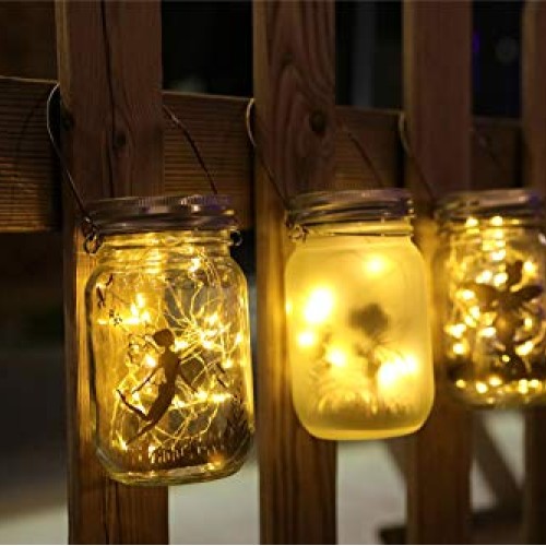 Solar Mason Jar Lights - Solar String Mason Lid Fairy Star Firefly...