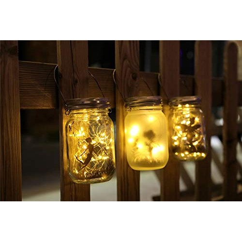 Solar Mason Jar Lights - Solar String Mason Lid Fairy Star Firefly...