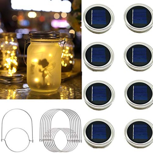 Solar Mason Jar Lights - Solar String Mason Lid Fairy Star Firefly...