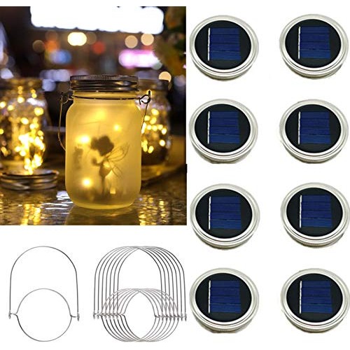 Solar Mason Jar Lights - Solar String Mason Lid Fairy Star Firefly...