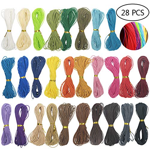 28 PCS 1mm Assorted Color Waxed Polyester Twine Cord Macrame Brace...