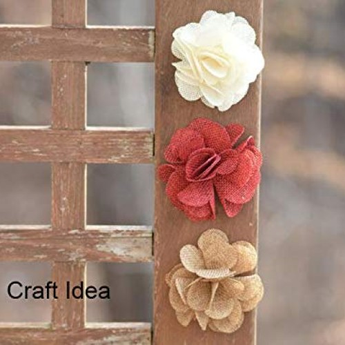 XiXiboutique 15pcs Burlap Flower Roses 3D Fabric Flowers for Headb...