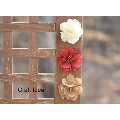 XiXiboutique 15pcs Burlap Flower Roses 3D Fabric Flowers for Headb...