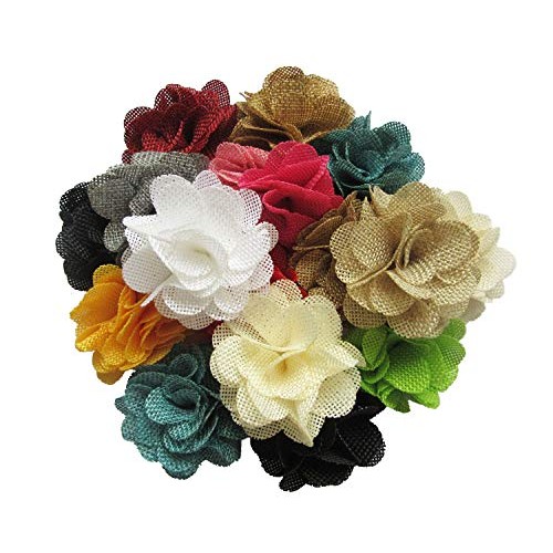 XiXiboutique 15pcs Burlap Flower Roses 3D Fabric Flowers for Headb...