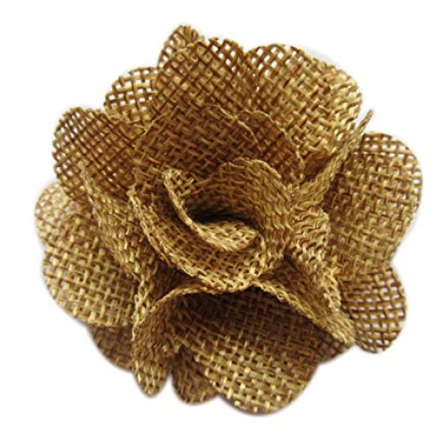 XiXiboutique 15pcs Burlap Flower Roses 3D Fabric Flowers for Headb...