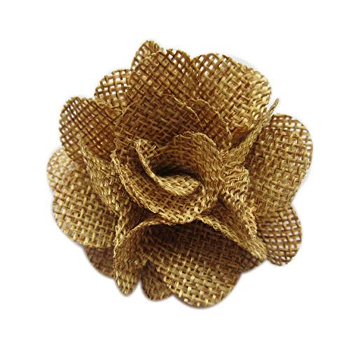 XiXiboutique 15pcs Burlap Flower Roses 3D Fabric Flowers for Headb...