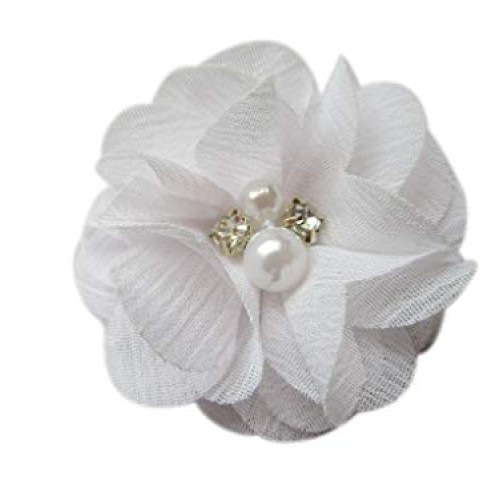 XiXiboutique 20 Chiffon Flower w/Rhinestone Pearl Silk Flower Fabr...