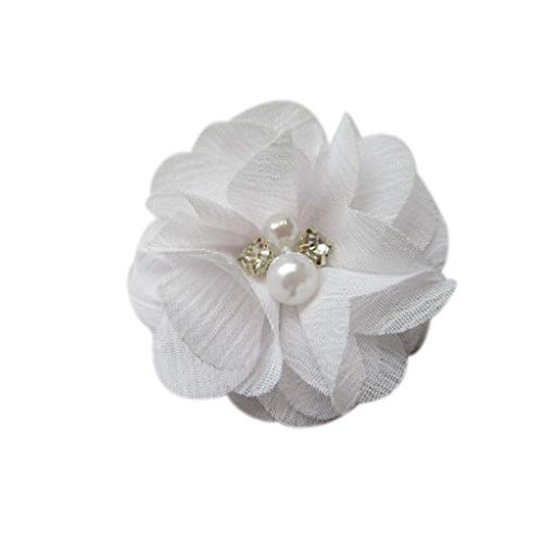 XiXiboutique 20 Chiffon Flower w/Rhinestone Pearl Silk Flower Fabr...