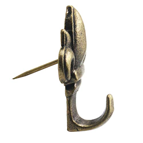 Flower Shape Push Pin Hangers Wall Hooks 12 - Pack， Antique Brass