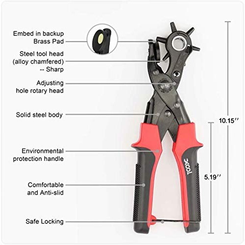 XOOL Revolving Punch Plier Kit, Punch Hole Tool including Punch Pl...