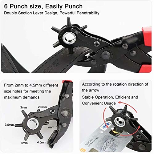 XOOL Revolving Punch Plier Kit, Punch Hole Tool including Punch Pl...