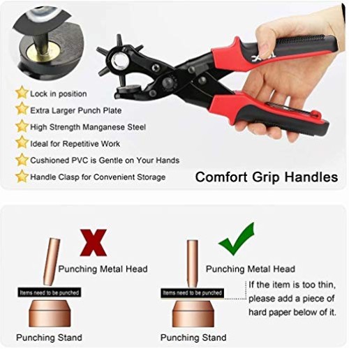 XOOL Revolving Punch Plier Kit, Punch Hole Tool including Punch Pl...