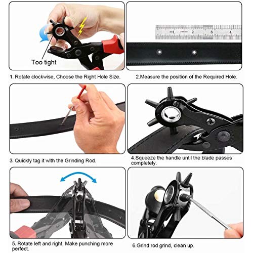 XOOL Revolving Punch Plier Kit, Punch Hole Tool including Punch Pl...