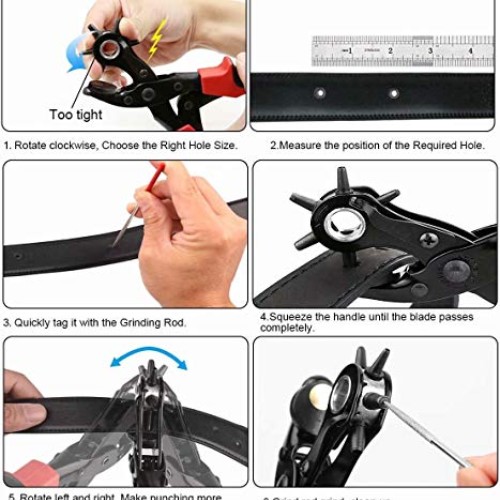 XOOL Revolving Punch Plier Kit, Punch Hole Tool including Punch Pl...