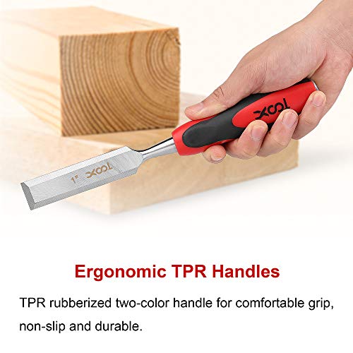 XOOL 3-piece Wood Chisel Set with Wallet, Steel Construction, Soft...