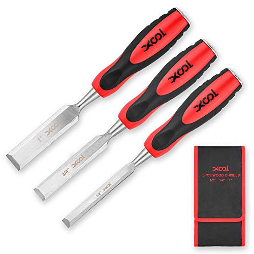XOOL 3-piece Wood Chisel Set with Wallet, Steel Construction, Soft...
