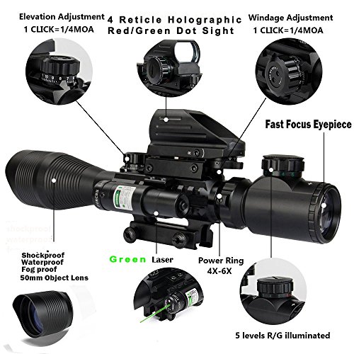 Hunting Rifle Scope Combo C4-12x50EG Dual Illuminated with Laser s...