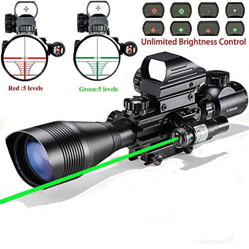 Hunting Rifle Scope Combo C4-12x50EG Dual Illuminated with Laser s...