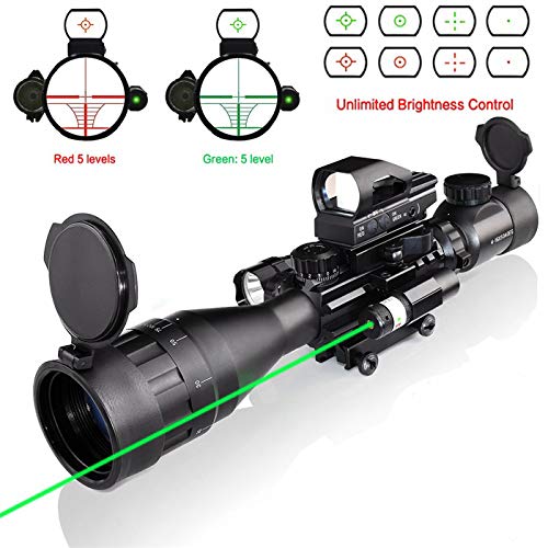 Hunting Rifle Scope Combo C4-16x50 Dual Illuminated with Green Las...