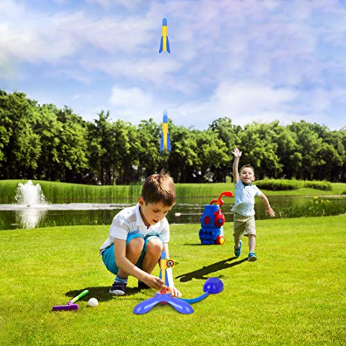 Toy Rocket Launcher for Kids, Outdoor Air Rocket Toys with Launche...